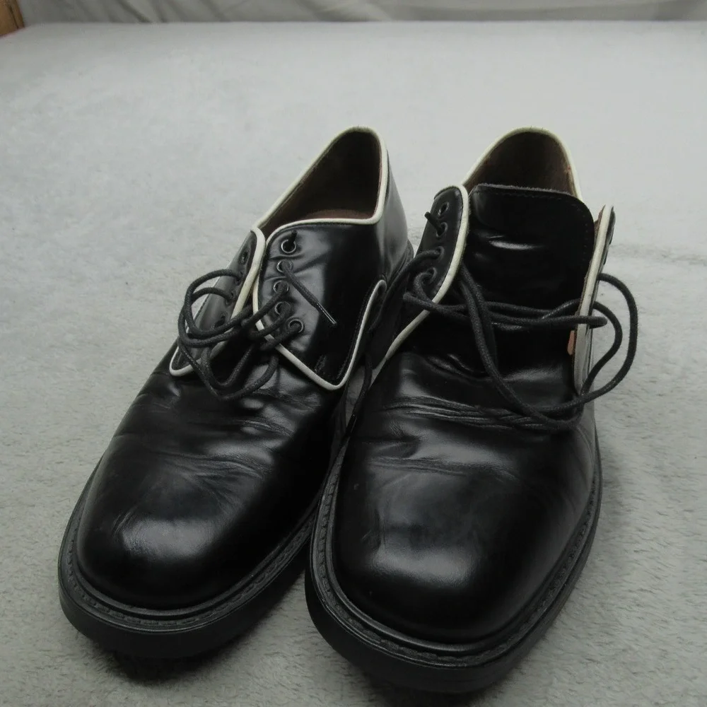 Kenneth Cole Mens 8 Dress Shoes Black Leather Oxfords Lace Up‎ Italy VTG EU41